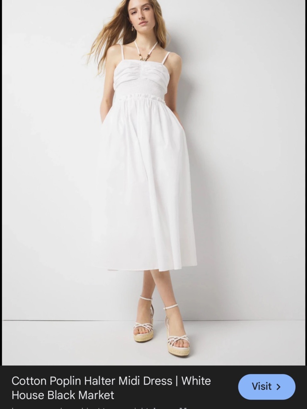 White House Black Market White Ruching Strap Dress